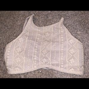 White high neck bathing suit top